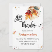 Rustiek Geef Bedankt Herfst Thanksgiving Diner Kaart (Voorkant)