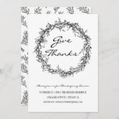 Rustiek Geef Bedankt Thanksgiving Diner Kaart (Voorkant / Achterkant)