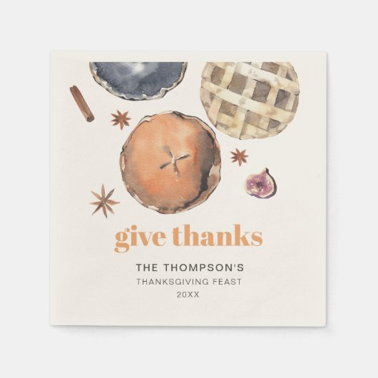 Rustiek Geef Bedankt Thanksgiving Dinner Paper Servet (Voorkant)