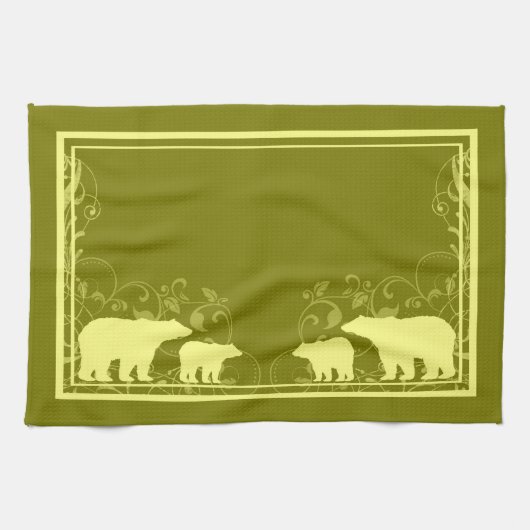Rustiek geel beer wervelende keukenhanddoek (Horizontaal)
