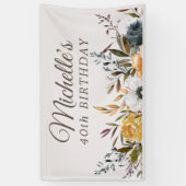 Rustiek Geel Blauw Bloemen 40e Verjaardag Welkom Spandoek (Verticaal)