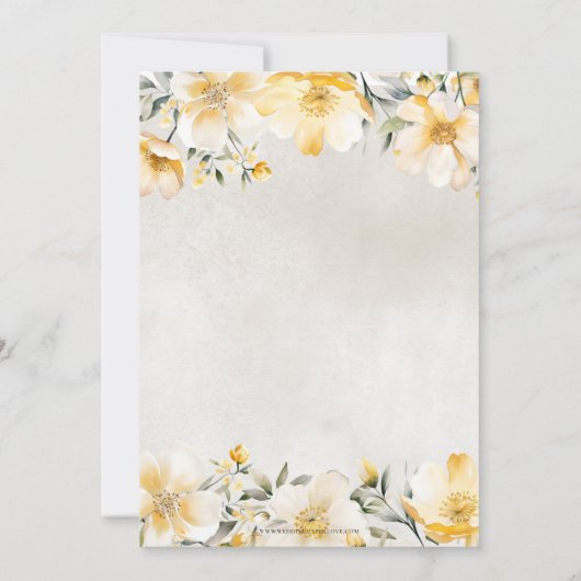 Rustiek Geel Bloemen Tea Party Vrijgezellenfeest Kaart (Achterkant)