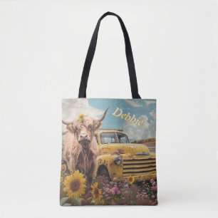 Rustiek Geel Boerderij Truck & Highland Koe Aanpas Tote Bag