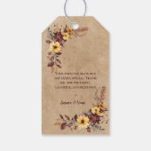 Rustiek Geel & Bourgondische Herfst Bloemen Huweli Cadeaulabel (Achterkant)
