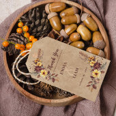 Rustiek Geel & Bourgondische Herfst Bloemen Huweli Cadeaulabel