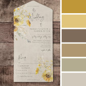 Rustiek Geel & Bruin Zomer Zonnebloem diner All In One Uitnodiging