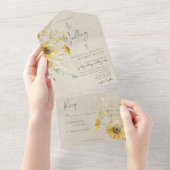 Rustiek Geel & Bruin Zomer Zonnebloem Geen diner All In One Uitnodiging (Afscheurbaar)