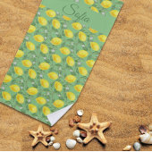 Rustiek geel citroen waterverf patroon groen strandlaken