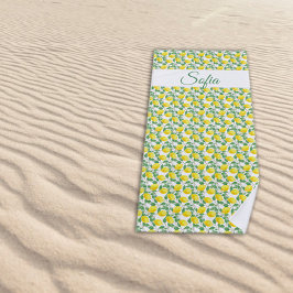 Rustiek geel citroen waterverf patroon strandlaken