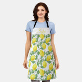 Rustiek geel citroen waterverf wit patroon schort (Gedragen)