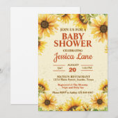 Rustiek Geel en Bruin Zonnebloem Baby shower Kaart (Voorkant / Achterkant)