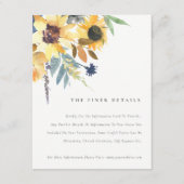 Rustiek Geel Marine Zonnebloem Bloemen Bruiloft De Informatiekaartje (Voorkant)