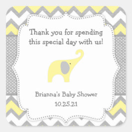 Rustiek Geel Olifant baby shower gunst sticker