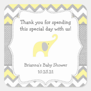 Rustiek Geel Olifant baby shower gunst sticker