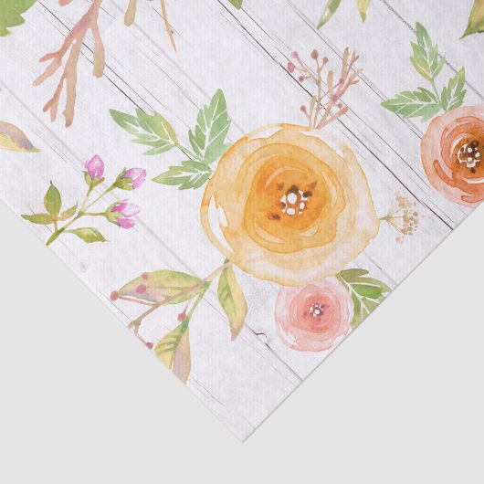  rustiek geel roze bloemige waterverf, hout tissuepapier (Detail)