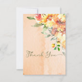 Rustiek Geel Sinaasappel & Perzik Rozen Bruiloft Bedankkaart (Voorkant)