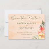 Rustiek geel Sinaasappel & perzik Rozen Save The Date (Voorkant)