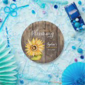 Rustiek geel zonnebloem Baby shower Papieren Bordje (Feest)