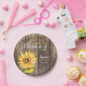 Rustiek geel zonnebloem Baby shower Papieren Bordje (Feest)