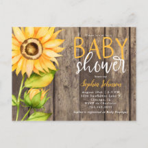 Rustiek Geel Zonnebloem Bloemen Baby shower