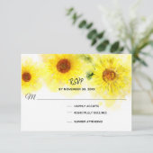 ** Rustiek Geel Zonnebloem Huwelijk RSVP (Staand voorkant)