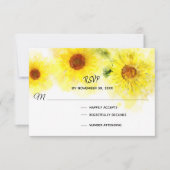 ** Rustiek Geel Zonnebloem Huwelijk RSVP Kaartje (Voorkant)