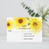 ** Rustiek Geel Zonnebloem Huwelijk RSVP Kaartje (Staand voorkant)
