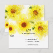 ** Rustiek Geel Zonnebloem Huwelijk RSVP Kaartje (Voorkant / Achterkant)