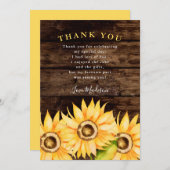 Rustiek Geel Zonnebloem Verjaardagsfeest Bedankkaart (Voorkant / Achterkant)