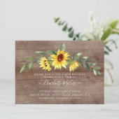 Rustiek Geel Zonnebloem Verjaardagsfeest Kaart (Staand voorkant)