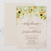 Rustiek Geel Zonnebloem Waterverf Baby shower Kaart (Voorkant / Achterkant)