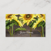 Rustiek Geel Zonnebloem Waterverf Houten Visitekaartje (Voorkant)
