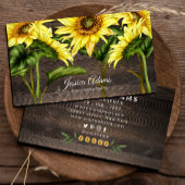 Rustiek Geel Zonnebloem Waterverf Houten Visitekaartje