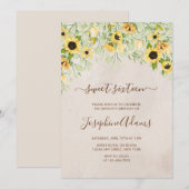 Rustiek Geel Zonnebloem Waterverf Sweet Sixteen Kaart (Voorkant / Achterkant)