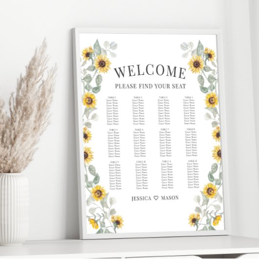 Rustiek Geel Zonnebloemen Trouwstoel Grafiek Poster