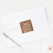 Rustiek gegraveerd hout trouwnaam Floral Vierkante Sticker (Envelop)