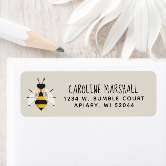 Rustiek geïllustreerd Bee retour adres label (Insitu)