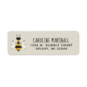 Rustiek geïllustreerd Bee retour adres label (Voorkant)