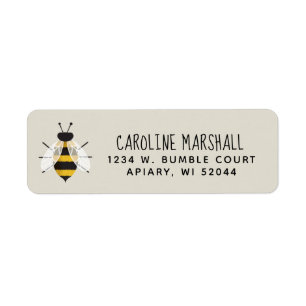 Rustiek geïllustreerd Bee retour adres label
