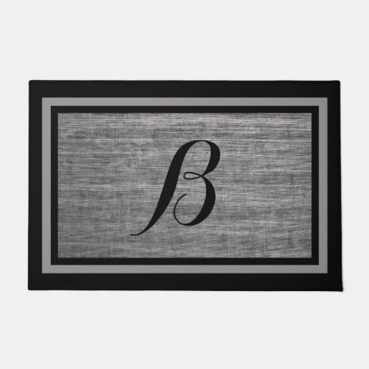Rustiek Gekrast Staal Custom Monogram Design Deurmat (Voorkant)