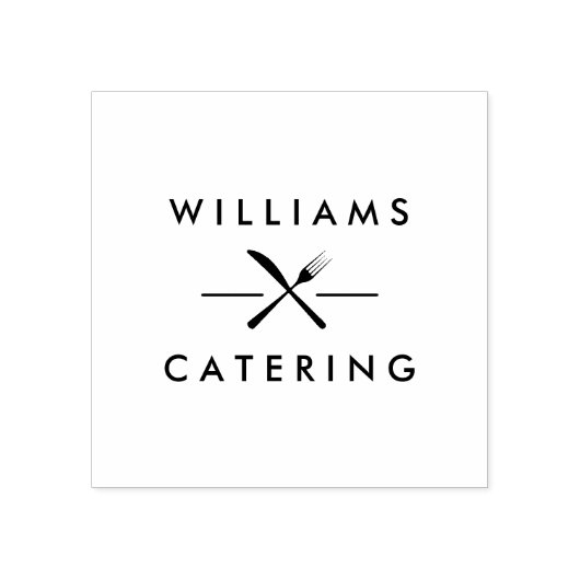 Rustiek gekruiste vorkmes Logo Catering Rubberstempel (Afrduk)