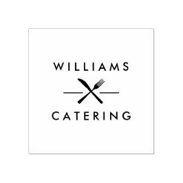 Rustiek gekruiste vorkmes Logo Catering Rubberstempel