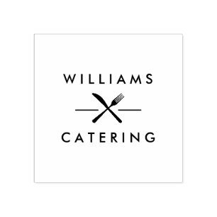 Rustiek gekruiste vorkmes Logo Catering Rubberstempel