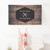 Rustiek gekruiste vorkmes Logo Catering Spandoek (Insitu)