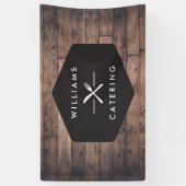 Rustiek gekruiste vorkmes Logo Catering Spandoek (Verticaal)