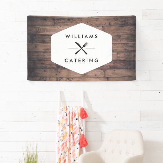 Rustiek gekruiste vorkmes Logo II Catering Spandoek (Insitu)