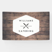Rustiek gekruiste vorkmes Logo II Catering Spandoek (Horizontaal)