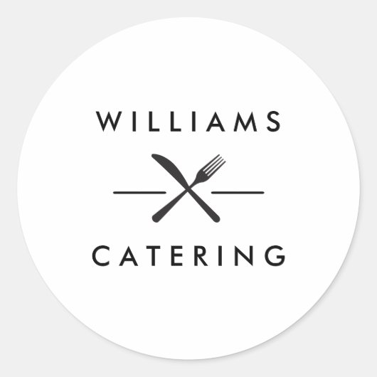 Rustiek gekruiste vorkmes Logo op wit Ronde Sticker (Voorkant)