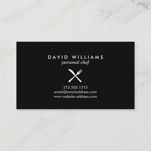 Rustiek gekruiste vorkmes Logo wit marmer Visitekaartje (Achterkant)