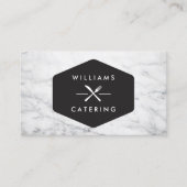 Rustiek gekruiste vorkmes Logo wit marmer Visitekaartje (Voorkant)